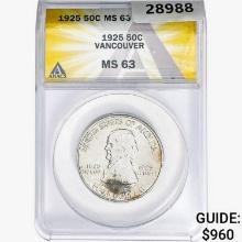 1925 Vancouver Half Dollar ANACS MS63