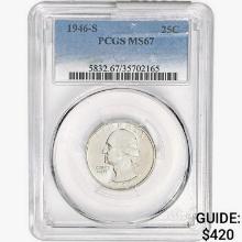 1946-S Washington Silver Quarter PCGS MS67