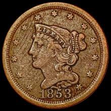 1853 Braided Hair Half Cent LIGHTLY CIRCULATED