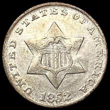 1852 Silver Three Cent CLOSELY UNCIRCULATED