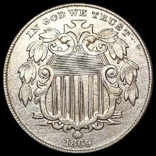 1869 Shield Nickel CHOICE AU