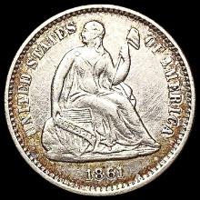 1861 Seated Liberty Half Dime CHOICE AU