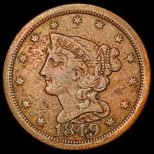 1849 Braided Hair Half Cent LIGHTLY CIRCULATED