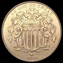 1866 Shield Nickel CHOICE AU