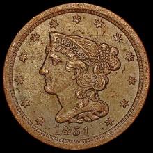 1851 Braided Hair Half Cent UNCIRCULATED