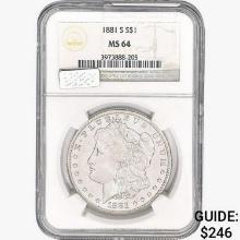 1881-S Morgan Silver Dollar NGC MS64