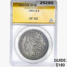1901-S Morgan Silver Dollar ANACS VF30