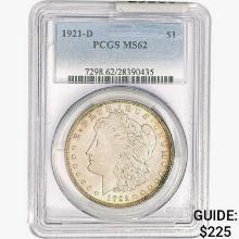1921-D Morgan Silver Dollar PCGS MS62