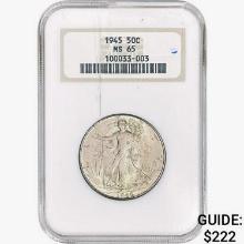 1945 Walking Liberty Half Dollar NGC MS65