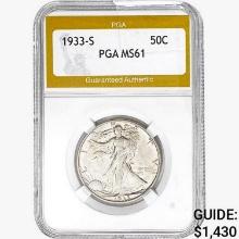 1933-S Walking Liberty Half Dollar PGA MS61