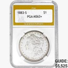 1883-S Morgan Silver Dollar PGA MS63+