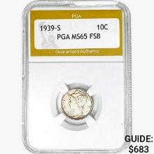 1939-S Mercury Silver Dime PGA MS65 FSB