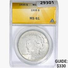 1935 Silver Peace Dollar ANACS MS61