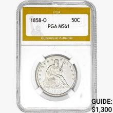 1858-O Seated Liberty Half Dollar PGA MS61