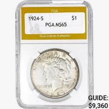 1924-S Silver Peace Dollar PGA MS65