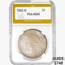 1922-D Silver Peace Dollar PGA MS65