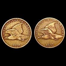 [2] 1857,1858 Flying Eagle Cent NICELY CIRCULATED