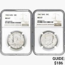 [2] 1965&1967 Kennedy Half Dollar NGC MS67 SMS