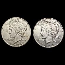 1935,1935-S US Silver Peace Dollars [2 Coins] CLOSELY UNCIRCULATED