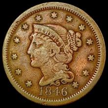 1846 Tall Date Braided Hair Large Cent LIGHTLY CIRCULATED