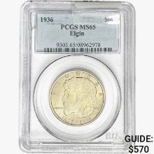 1936 Elgin Half Dollar PCGS MS65