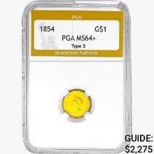 1854 Rare Gold Dollar PGA MS64+