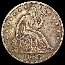 1858 Seated Liberty Half Dollar LIGHTLY CIRCULATED