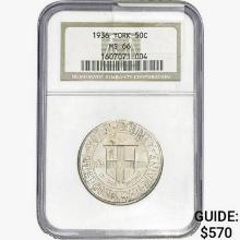 1936 York Half Dollar NGC MS66