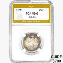 1893 Isabella Silver Quarter PGA MS63