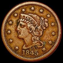 1845 Braided Hair Large Cent LIGHTLY CIRCULATED