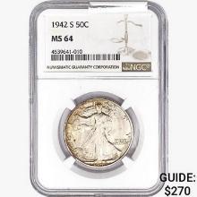 1942-S Walking Liberty Half Dollar NGC MS64