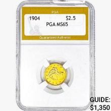 1904 $2.50 Gold Quarter Eagle PGA MS65