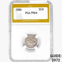 1886 Nickel Three Cent PGA PR64