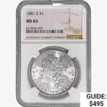 1881-S Morgan Silver Dollar NGC MS65