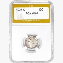 1925-S Mercury Silver Dime PGA MS62