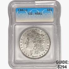 1880-O Morgan Silver Dollar ICG MS61
