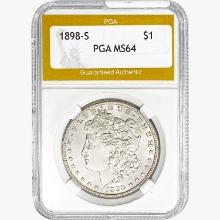 1898-S Morgan Silver Dollar PGA MS64