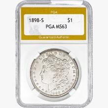 1898-S Morgan Silver Dollar PGA MS63