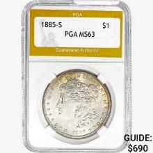 1885-S Morgan Silver Dollar PGA MS63