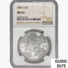 1881-S Morgan Silver Dollar NGC MS63