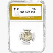 1937 Mercury Silver Dime PGA MS66 FSB