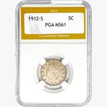 1912-S Liberty Victory Nickel PGA MS61