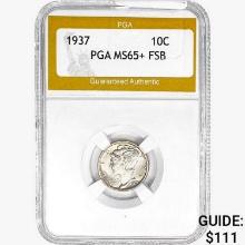 1937 Mercury Silver Dime PGA MS65+ FSB