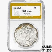 1888-S Morgan Silver Dollar PGA MS63 Die Crack