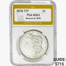 1878 7TF Morgan Silver Dollar PGA MS63 REV 79