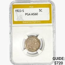 1923-S Buffalo Nickel PGA MS60