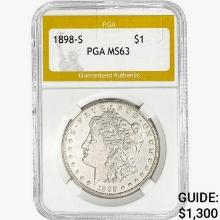 1898-S Morgan Silver Dollar PGA MS63