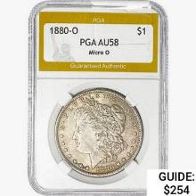 1880-O Morgan Silver Dollar PGA AU58 Micro O