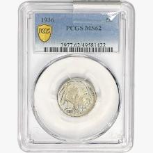 1936 Buffalo Nickel PCGS MS62