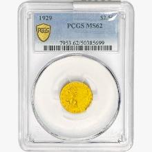 1929 $2.50 Gold Quarter Eagle PCGS MS62